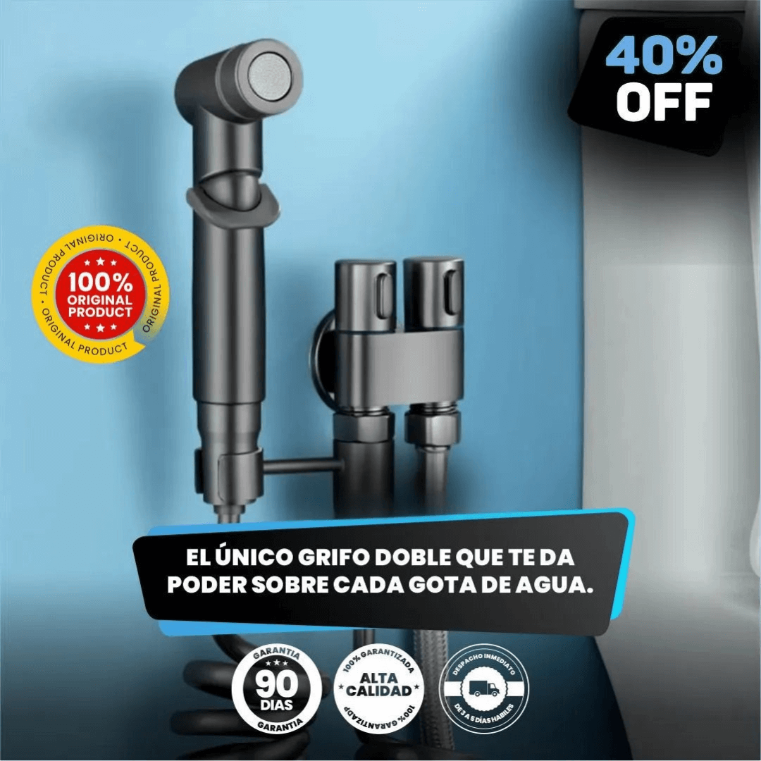Grifo Doble Salida 2-en-1 | Controla Flujo y Ahorra Agua