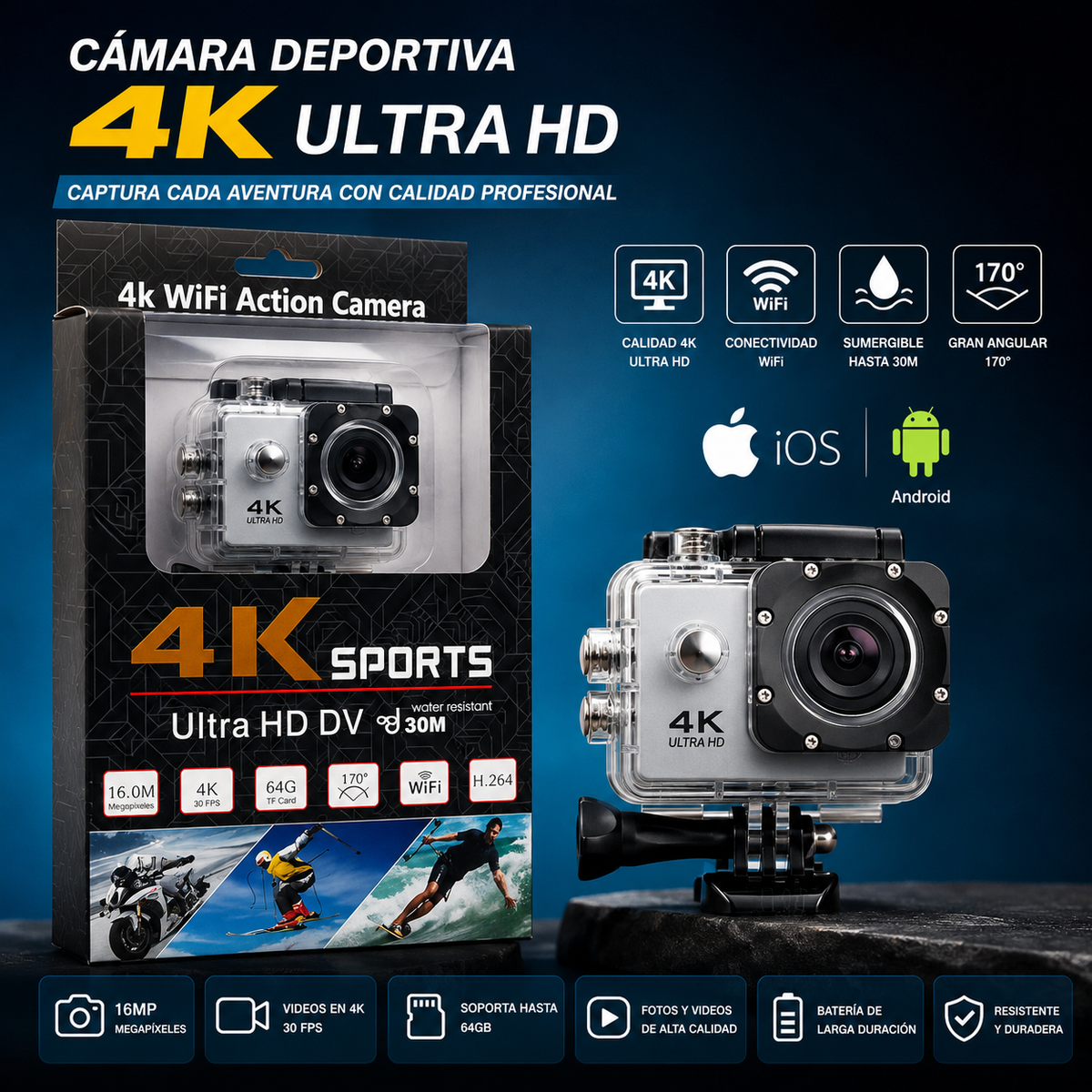 MotionPic 4K: Diseñada para la acción, graba tus límites sin filtros.