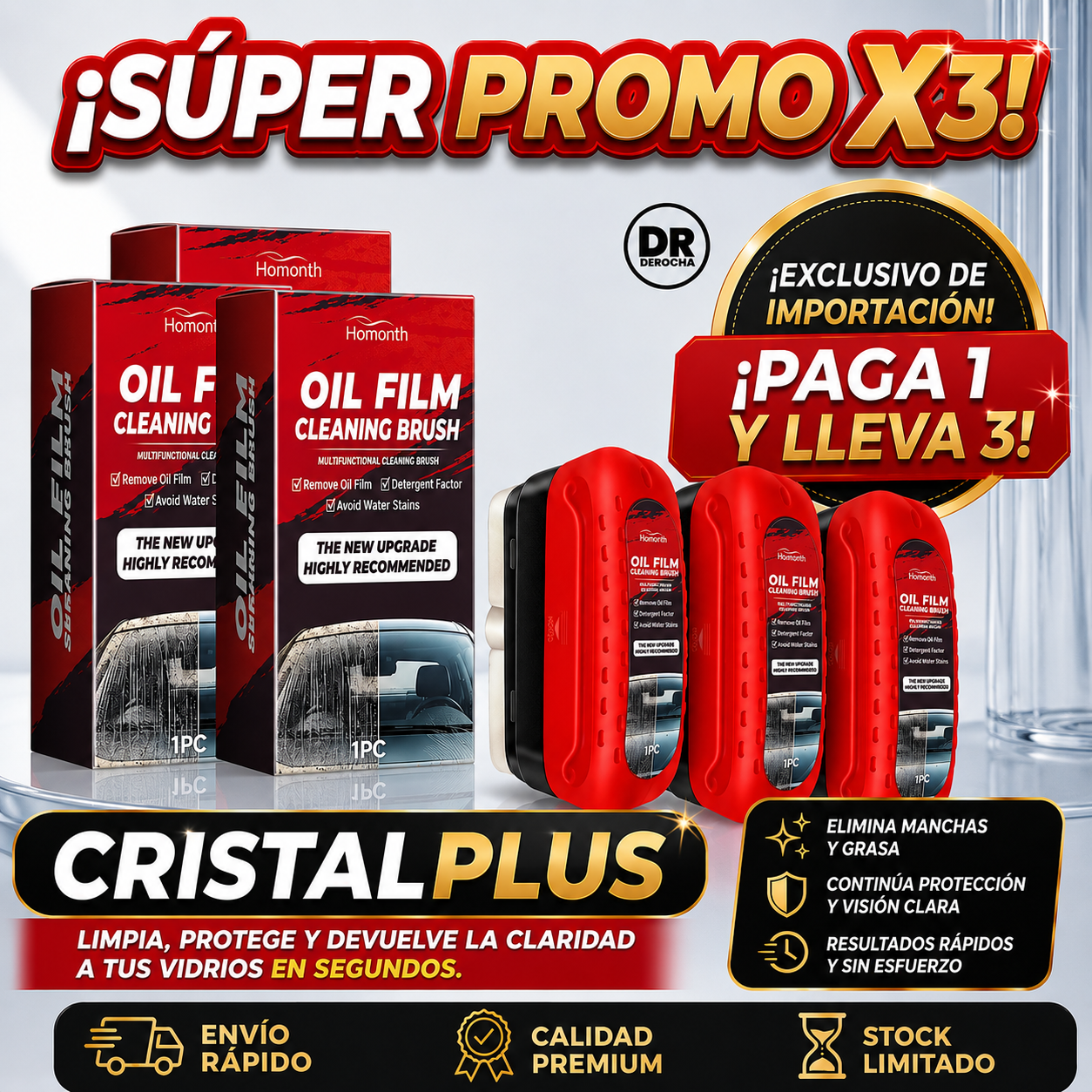 CristalPlus - Vista clara y segura mientras manejas 3x1