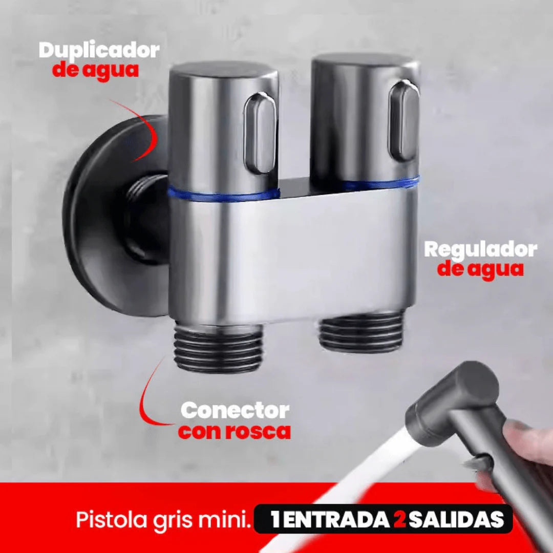 Grifo Doble Salida 2-en-1 | Controla Flujo y Ahorra Agua