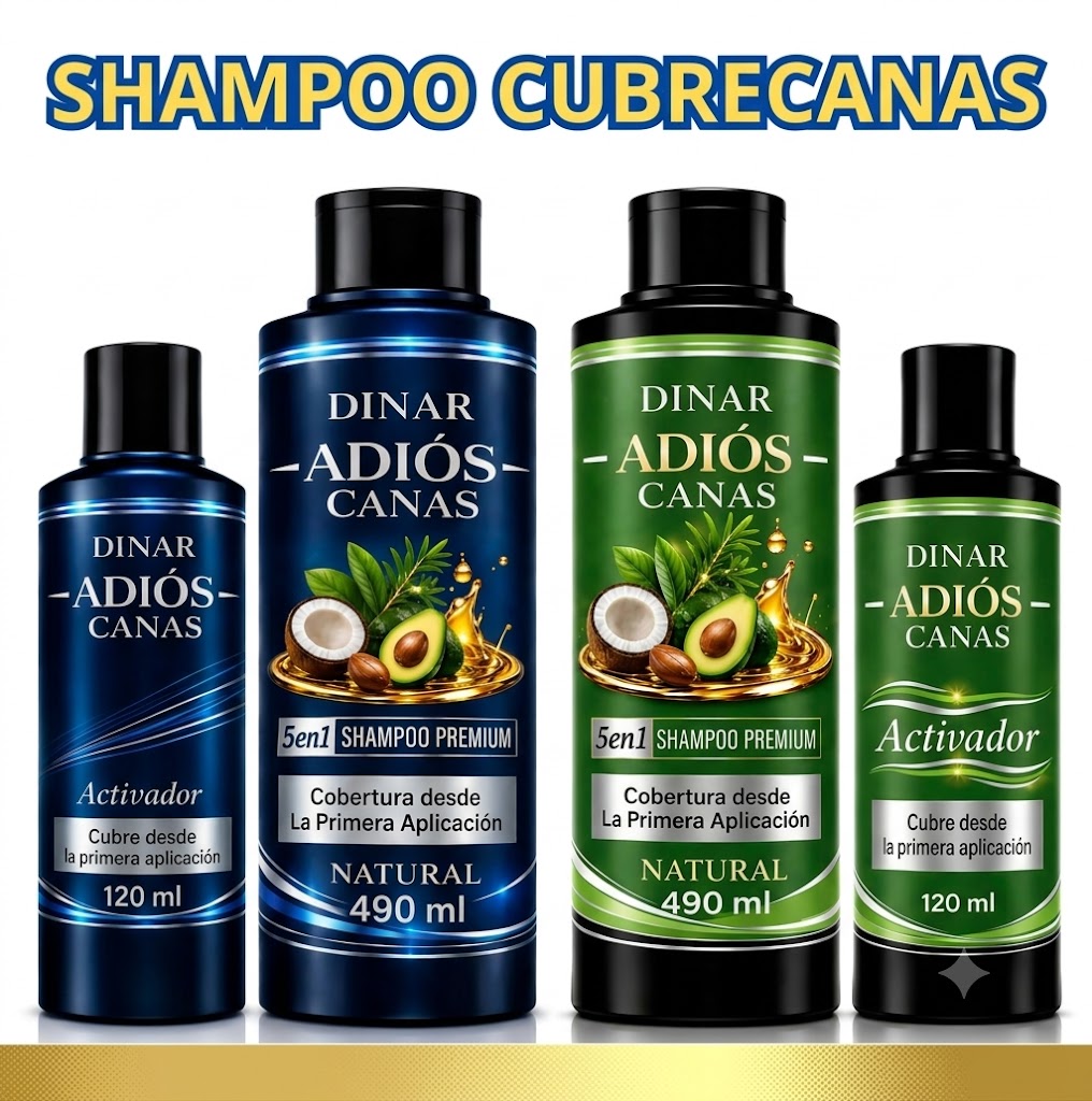 DINAR CHAMPÚ 5‑en‑1 – Cubre Canas al Instante